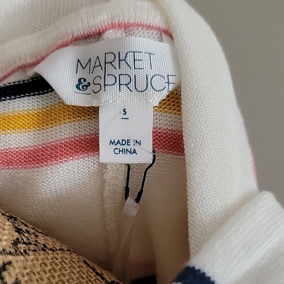Market & Spruce White and Pink Striped Hooded Top - Picture 2 of 5